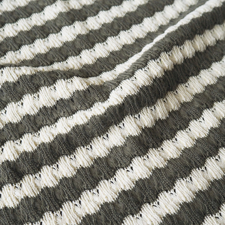 Khaki Jacquard Stripe Crochet Knitted Fabric for dressmaking