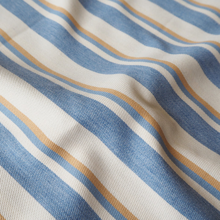 Ochre Deckchair Stripes Yarn Dyed Lightweight Cotton Denim Fabric for dressmaking
