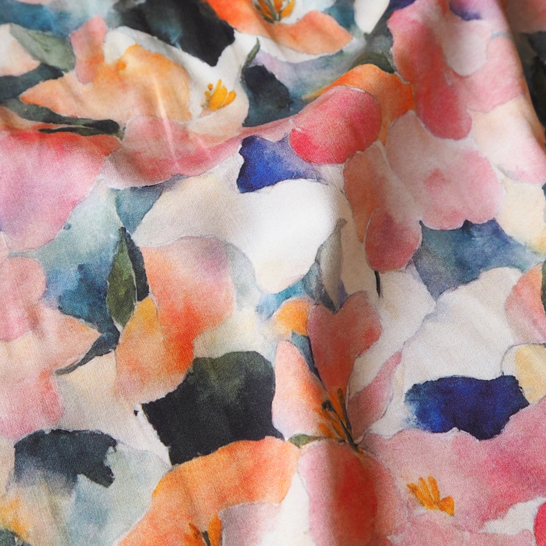 Petal Wash Viscose Sateen Fabric for dressmaking