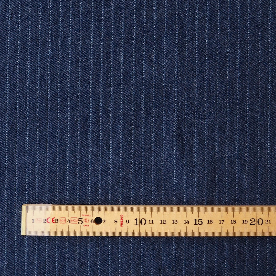 Pinstripe Indigo Rigid Denim Fabric for dressmaking