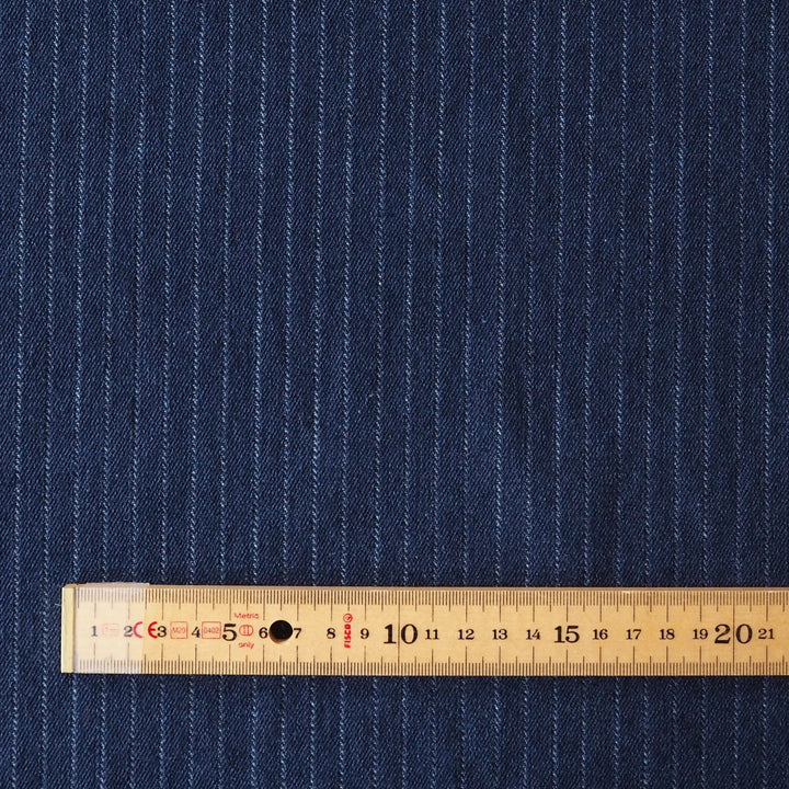 Pinstripe Indigo Rigid Denim Fabric for dressmaking