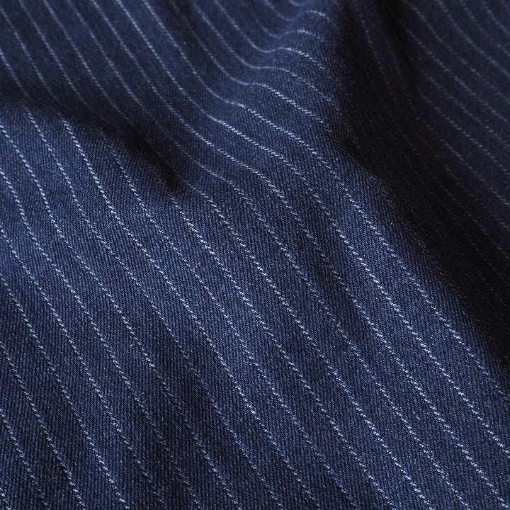 Pinstripe Indigo Rigid Denim Fabric for dressmaking