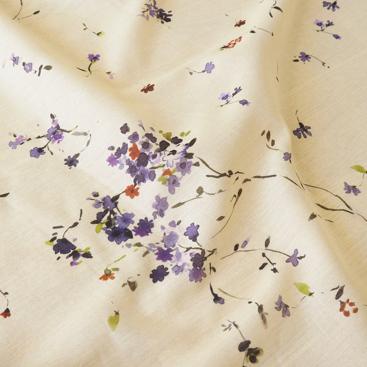 Buttermilk Blossom Cotton Silk dressmaking Fabric