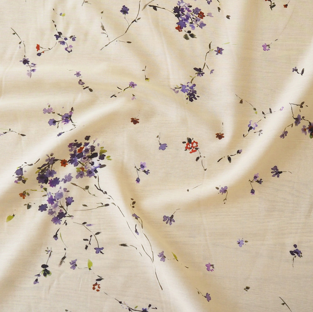 Buttermilk Blossom Cotton Silk dressmaking Fabric