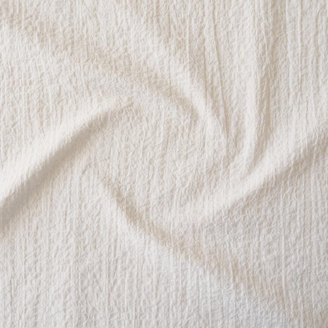 Pearl Delicate Grid Cotton Seersucker dressmaking Fabric