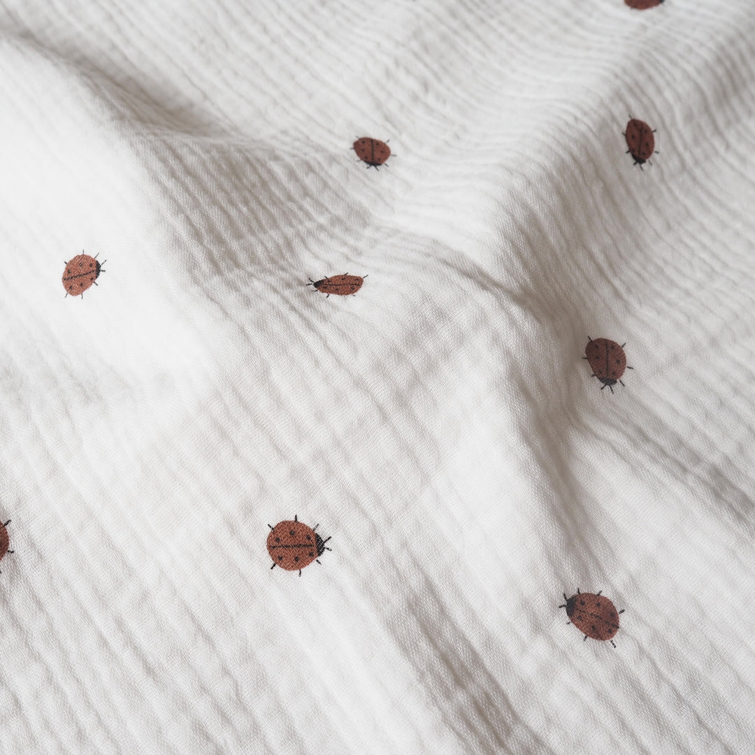 Little Ladybirds Cotton Double Gauze Fabric for dressmaking