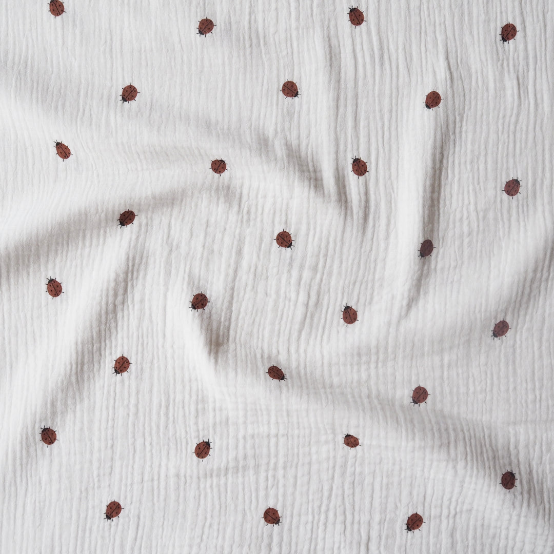 Little Ladybirds Cotton Double Gauze Fabric for dressmaking
