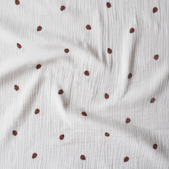 Little Ladybirds Cotton Double Gauze Fabric for dressmaking
