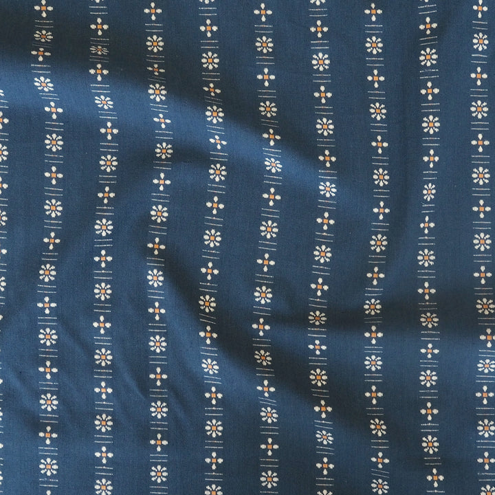 Fableism Indigo Daisy Cotton Fabric - Forest Forage Collection