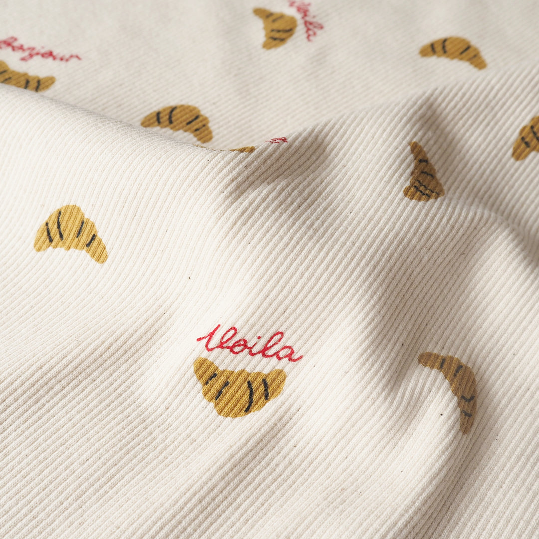 Breakfast Club Ribbed Cotton Jersey Fabric for dressmaking