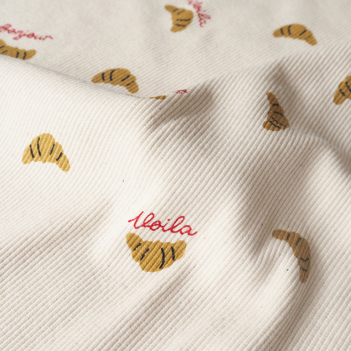 Breakfast Club Ribbed Cotton Jersey Fabric for dressmaking
