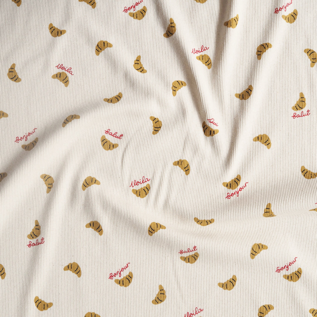 Breakfast Club Ribbed Cotton Jersey Fabric for dressmaking