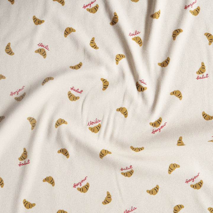 Breakfast Club Ribbed Cotton Jersey Fabric for dressmaking
