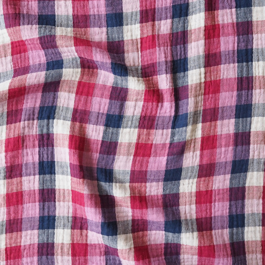 Damson Orchard Reversible Cotton Double Gauze Fabric for dressmaking