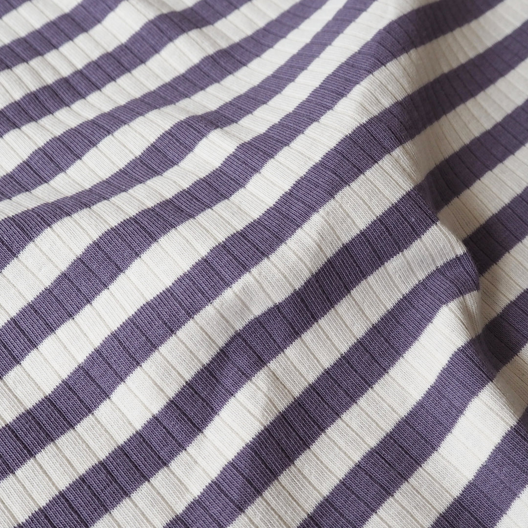 Heather Stripe Ribbed Cotton Jersey Fabric for dressmaking