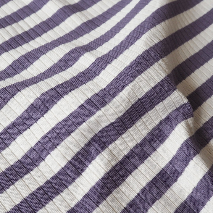 Heather Stripe Ribbed Cotton Jersey Fabric for dressmaking