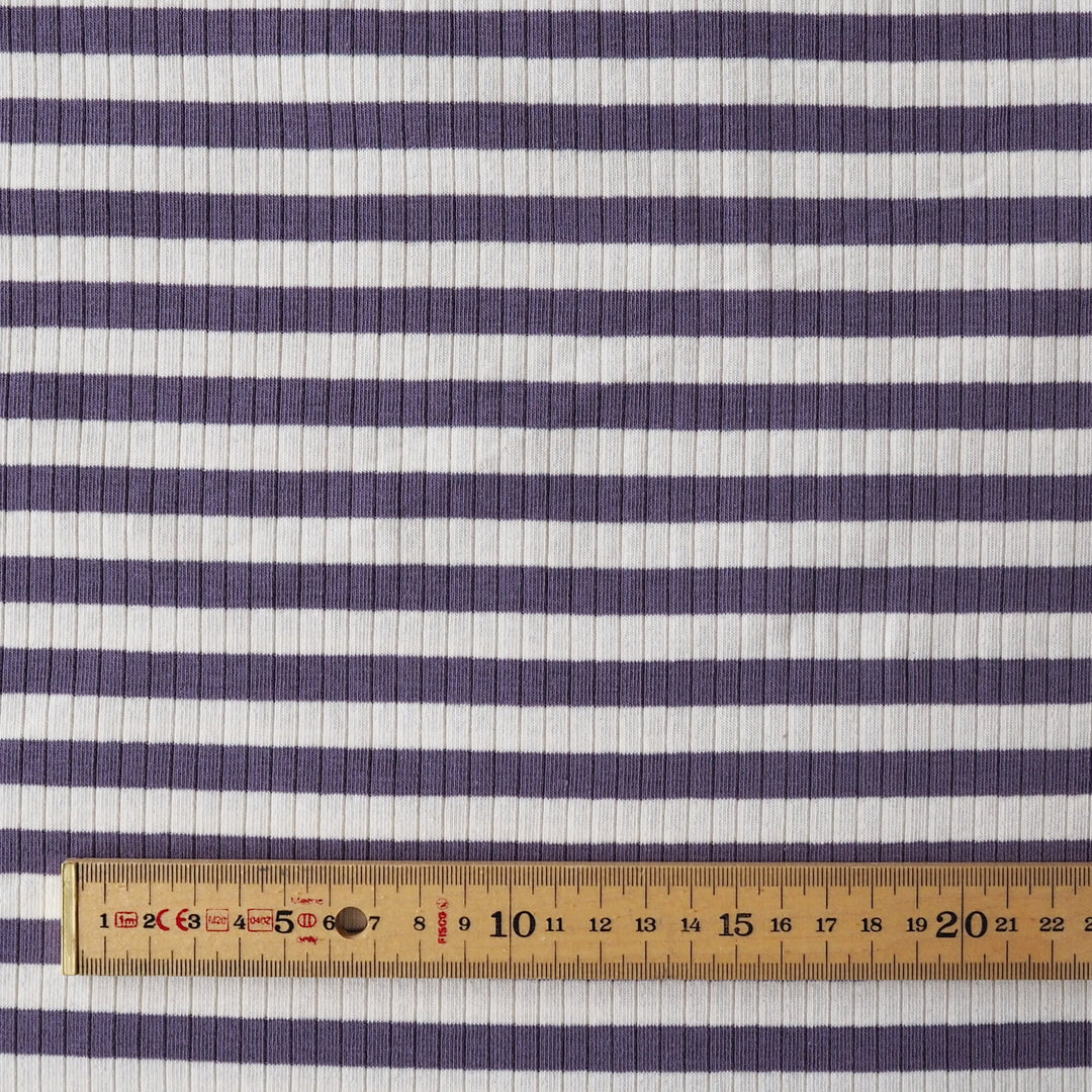 Heather Stripe Ribbed Cotton Jersey Fabric for dressmaking