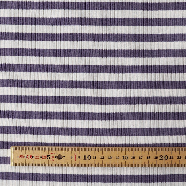Heather Stripe Ribbed Cotton Jersey Fabric for dressmaking