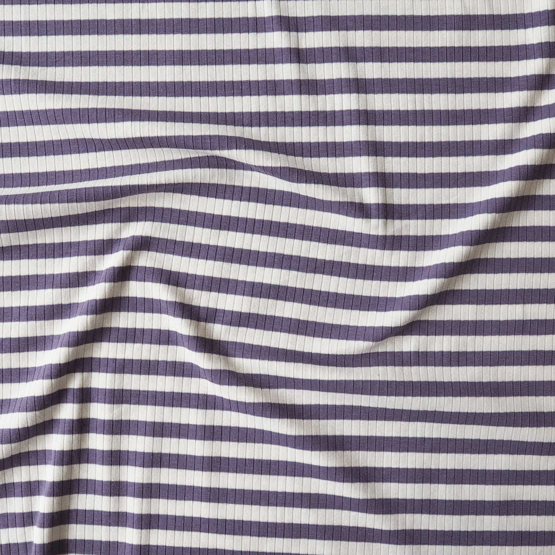 Heather Stripe Ribbed Cotton Jersey Fabric for dressmaking