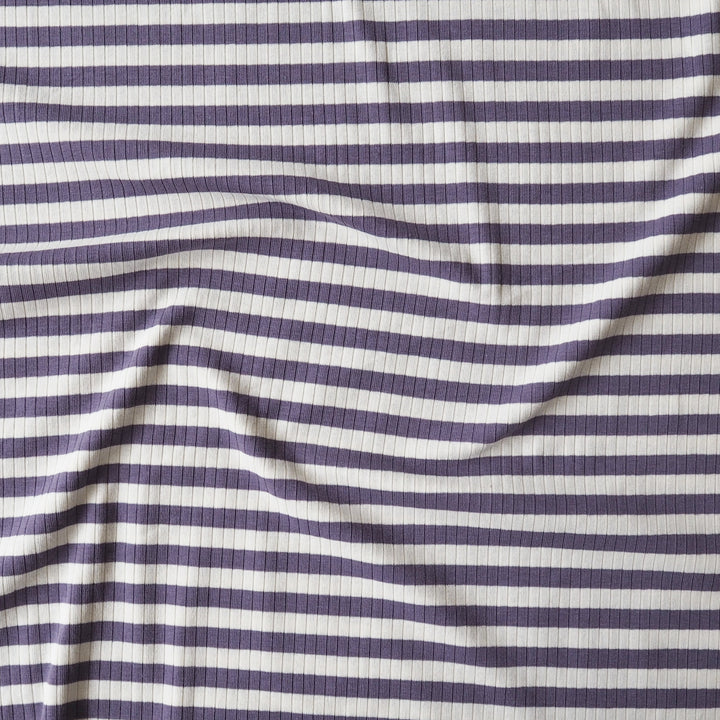 Heather Stripe Ribbed Cotton Jersey Fabric for dressmaking
