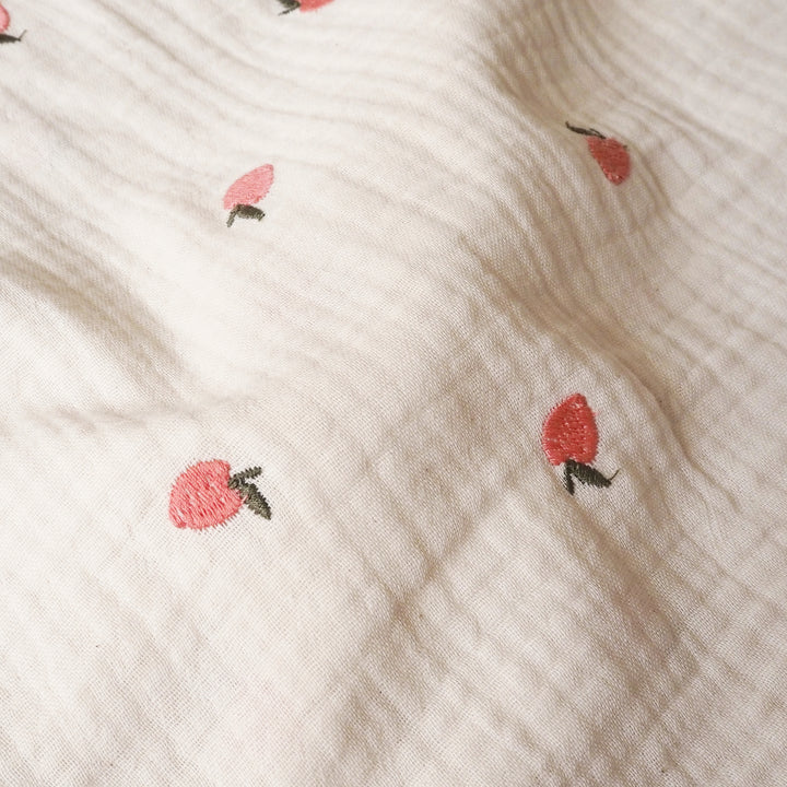 Peach Crush Embroidered Cotton Double Gauze Dressmaking Fabric