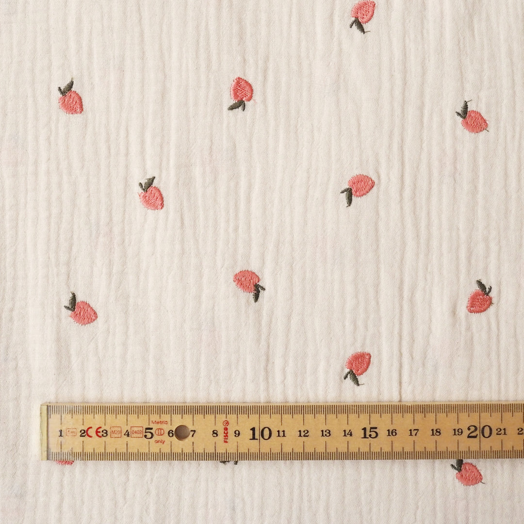 Peach Crush Embroidered Cotton Double Gauze Dressmaking Fabric