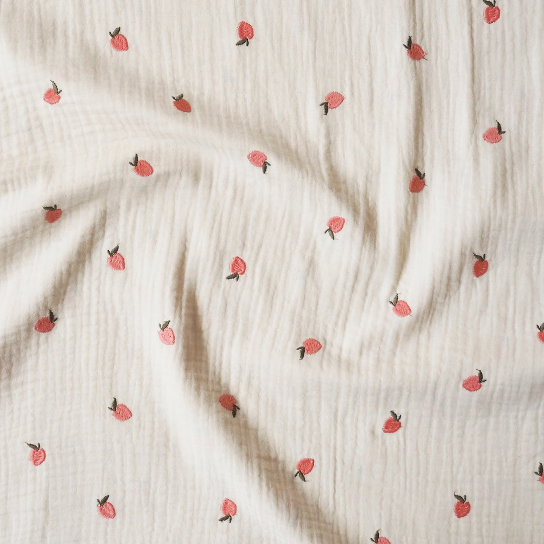 Peach Crush Embroidered Cotton Double Gauze Dressmaking Fabric