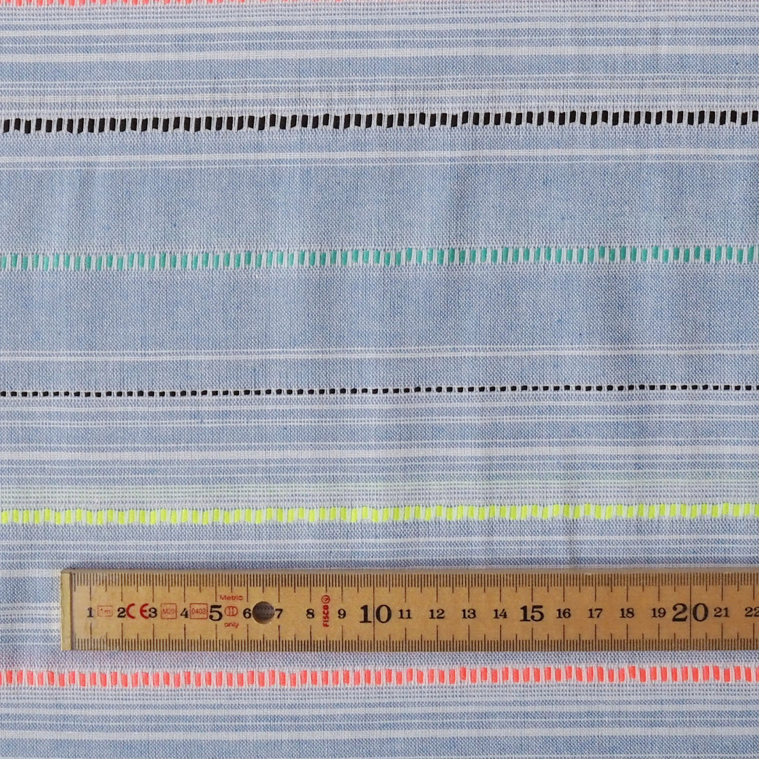 Neon Seaside Yarn Dyed Stripe Cotton dressmaking Fabric