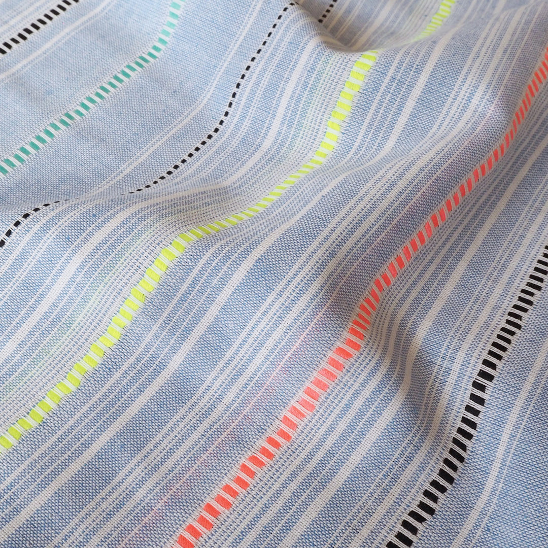 Neon Seaside Yarn Dyed Stripe Cotton dressmaking Fabric