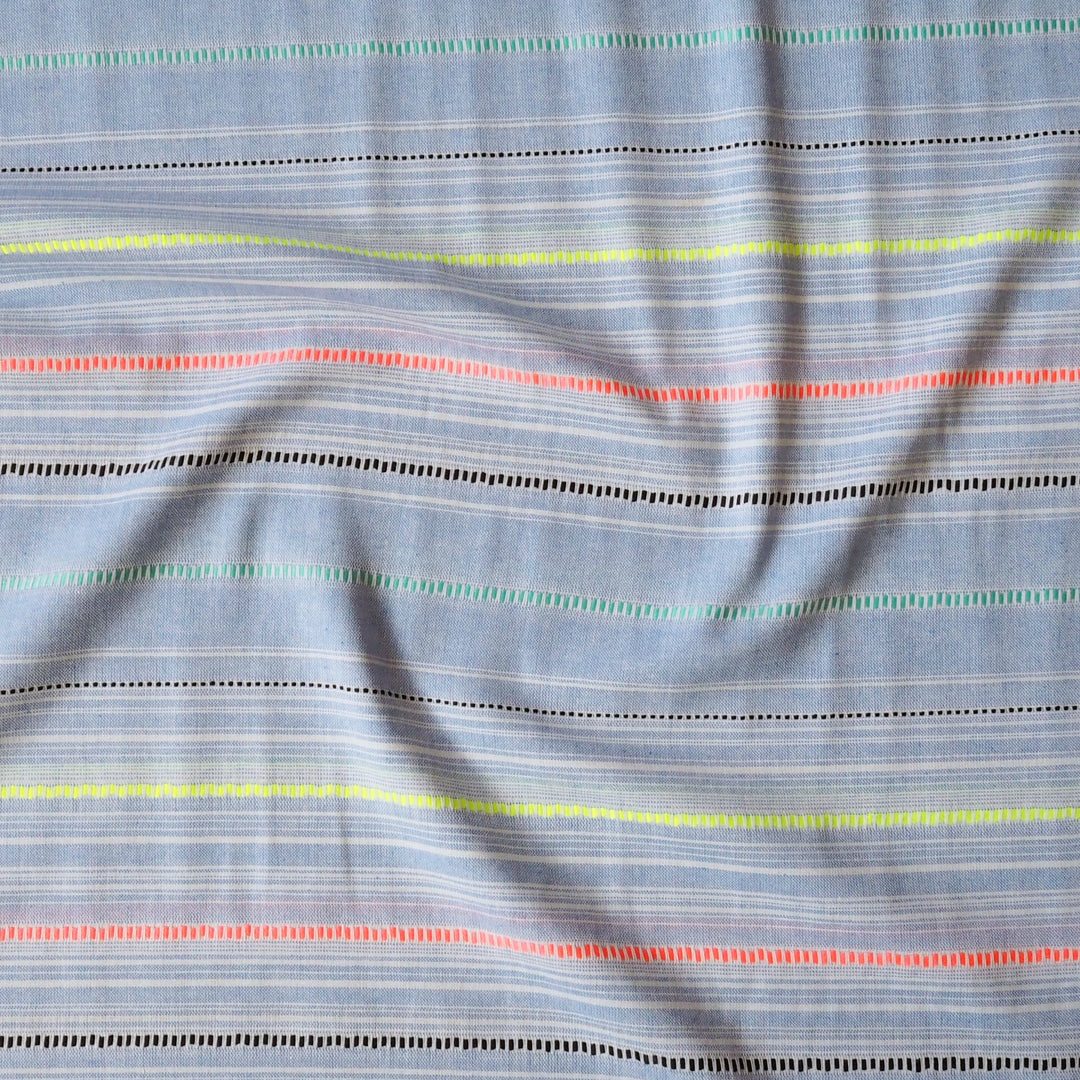 Neon Seaside Yarn Dyed Stripe Cotton dressmaking Fabric