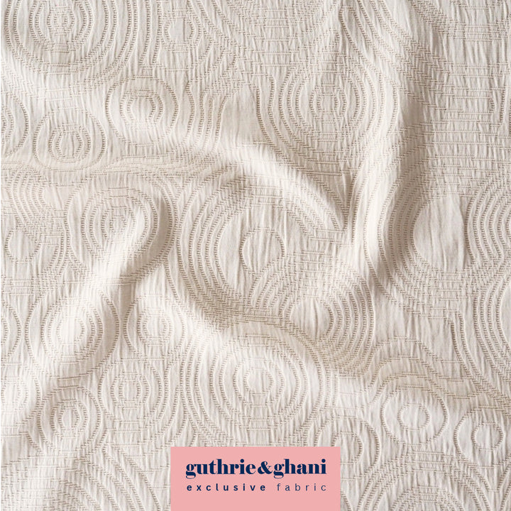 Natural Undyed Cairn Circles Cotton Jacquard Fabric - Guthrie & Ghani Exclusive