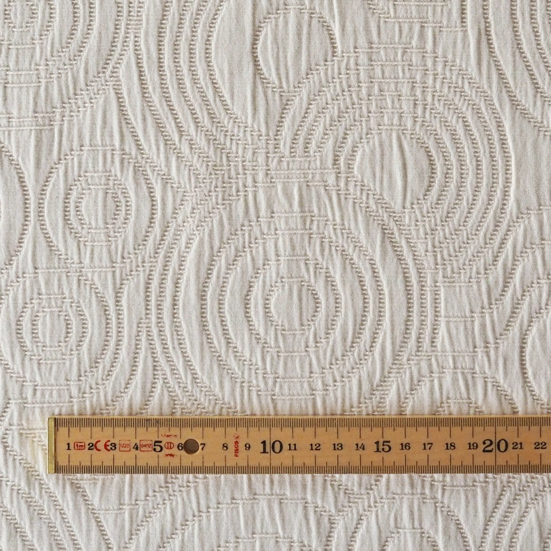 Natural Undyed Cairn Circles Cotton Jacquard Fabric - Guthrie & Ghani Exclusive