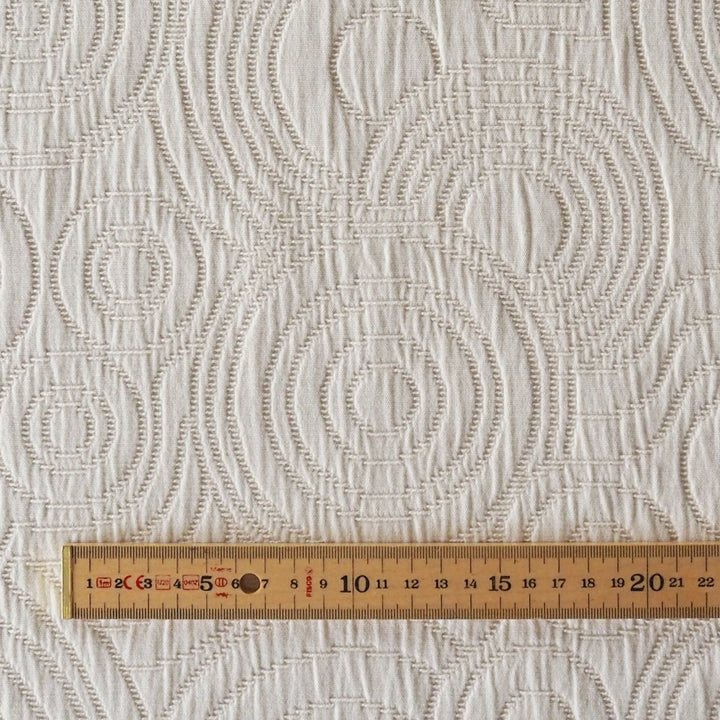 Natural Undyed Cairn Circles Cotton Jacquard Fabric - Guthrie & Ghani Exclusive
