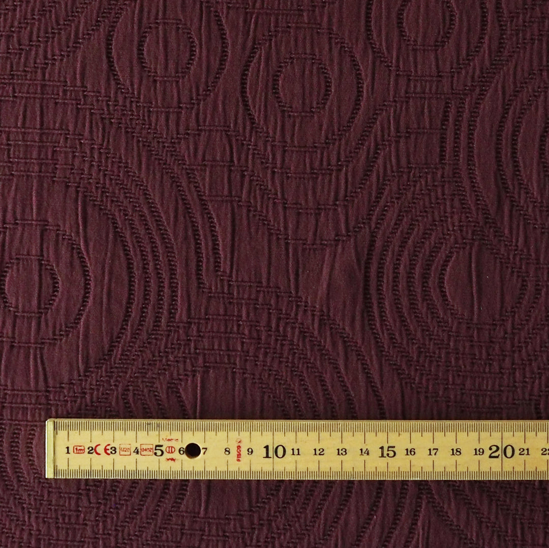 Burgundy Cairn Circles Cotton Jacquard Fabric - Guthrie & Ghani Exclusive