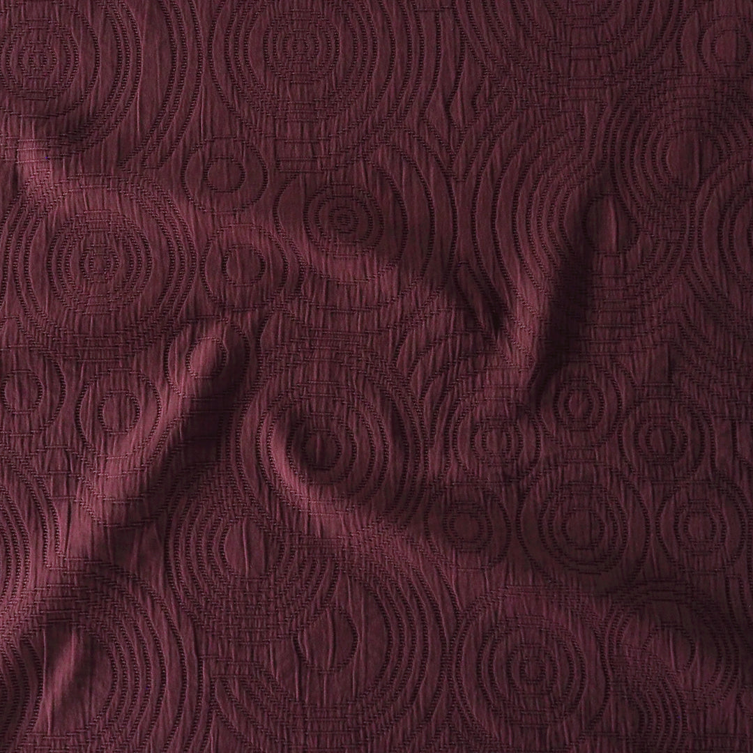 Burgundy Cairn Circles Cotton Jacquard Fabric - Guthrie & Ghani Exclusive