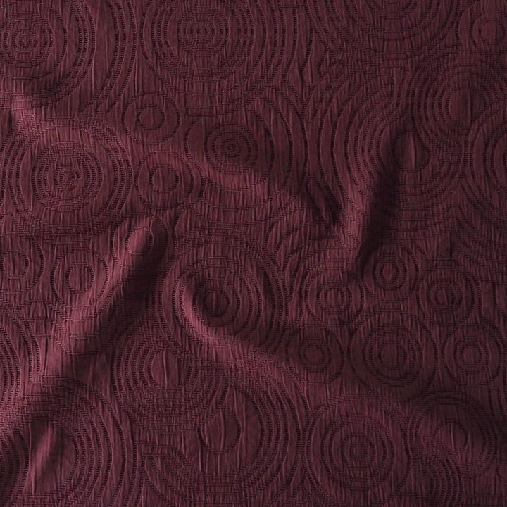 Burgundy Cairn Circles Cotton Jacquard Fabric - Guthrie & Ghani Exclusive