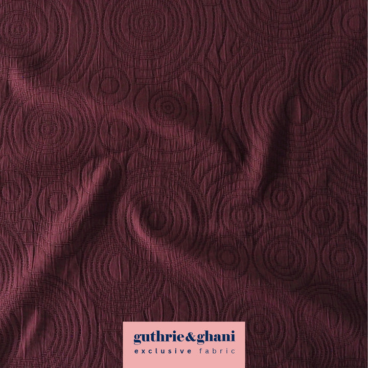 Burgundy Cairn Circles Cotton Jacquard Fabric - Guthrie & Ghani Exclusive