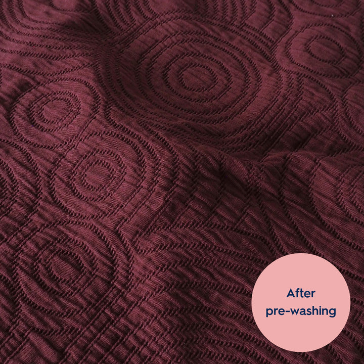 Burgundy Cairn Circles Cotton Jacquard Fabric - Guthrie & Ghani Exclusive