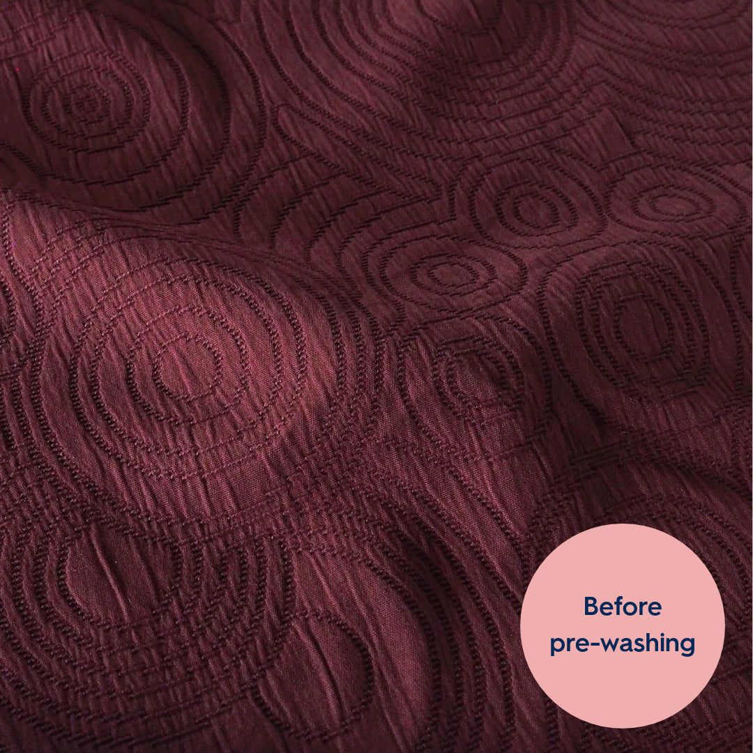 Burgundy Cairn Circles Cotton Jacquard Fabric - Guthrie & Ghani Exclusive