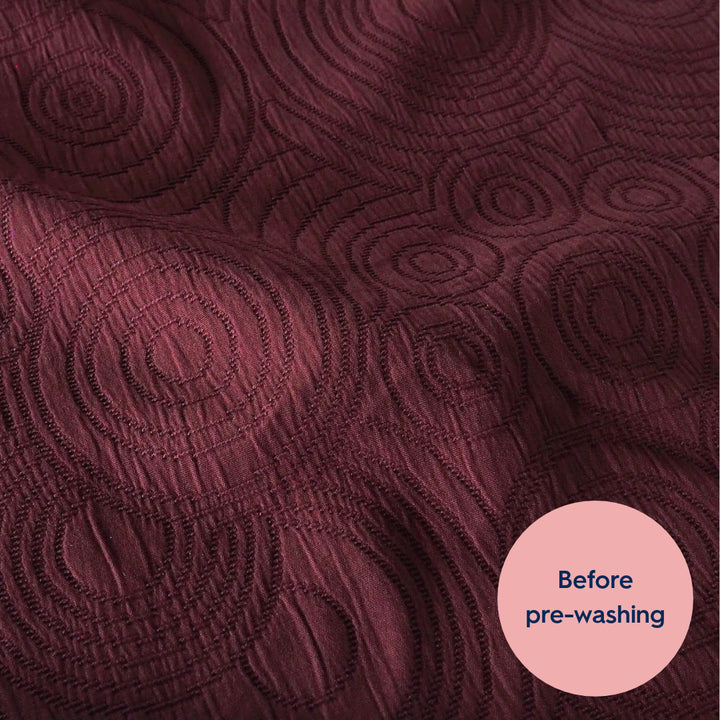 Burgundy Cairn Circles Cotton Jacquard Fabric - Guthrie & Ghani Exclusive