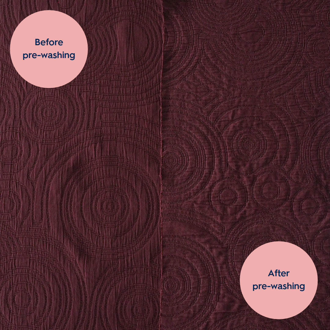 Burgundy Cairn Circles Cotton Jacquard Fabric - Guthrie & Ghani Exclusive