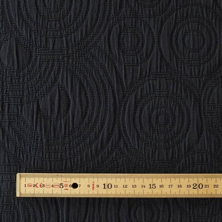 Midnight Black Cairn Circles Cotton Jacquard Fabric - Guthrie & Ghani Exclusive