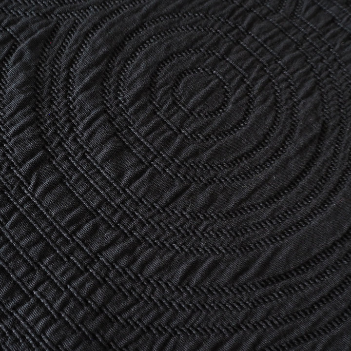 Midnight Black Cairn Circles Cotton Jacquard Fabric - Guthrie & Ghani Exclusive