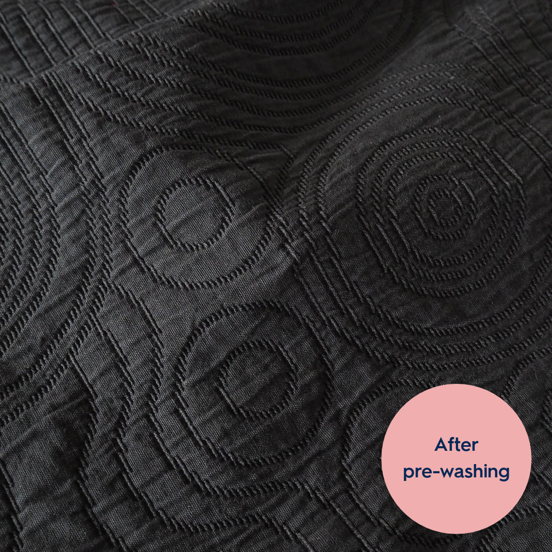 Midnight Black Cairn Circles Cotton Jacquard Fabric - Guthrie & Ghani Exclusive