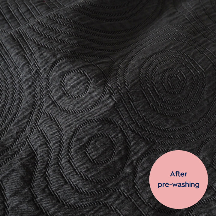 Midnight Black Cairn Circles Cotton Jacquard Fabric - Guthrie & Ghani Exclusive
