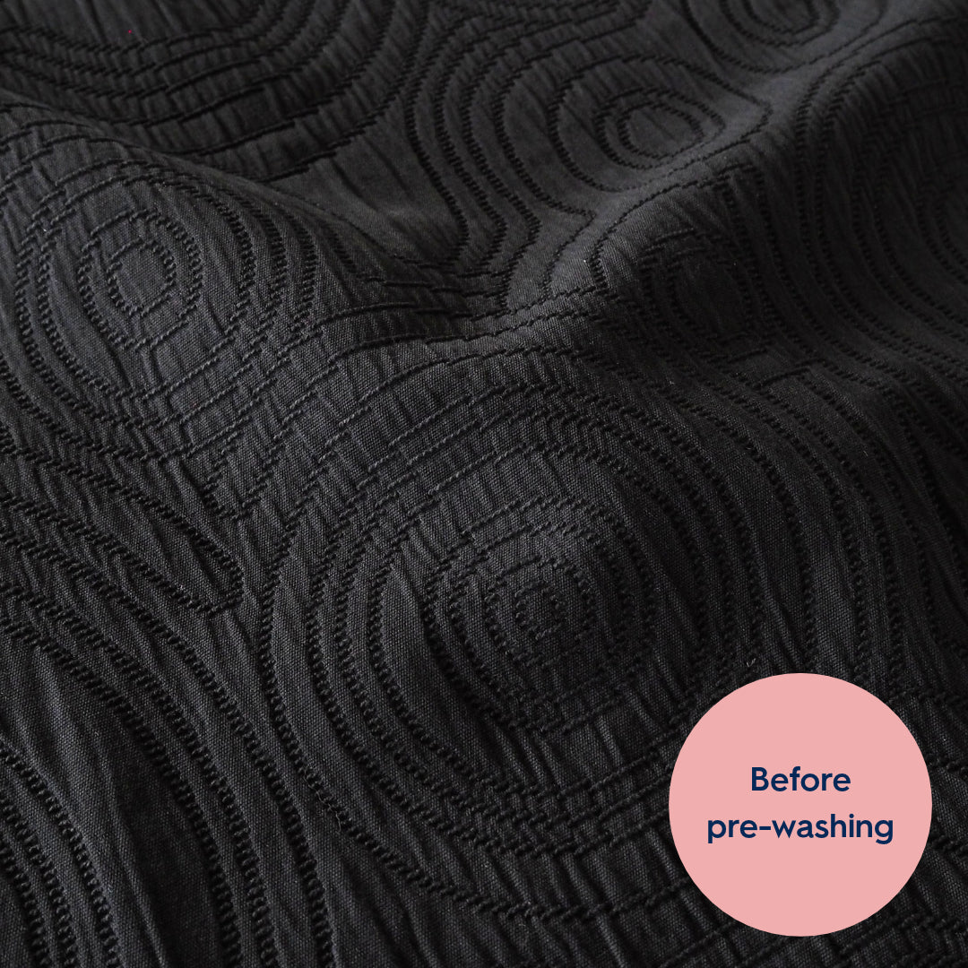Midnight Black Cairn Circles Cotton Jacquard Fabric - Guthrie & Ghani Exclusive