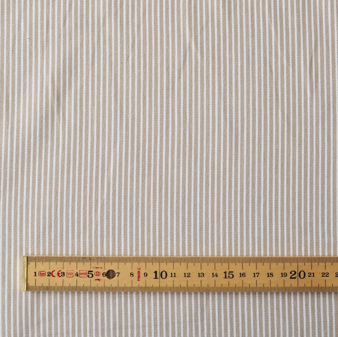 Beige Stripe 6.7oz Cotton Rigid Denim Fabric