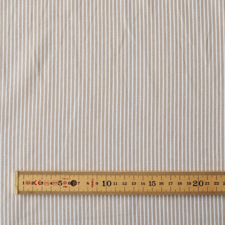 Beige Stripe 6.7oz Cotton Rigid Denim Fabric
