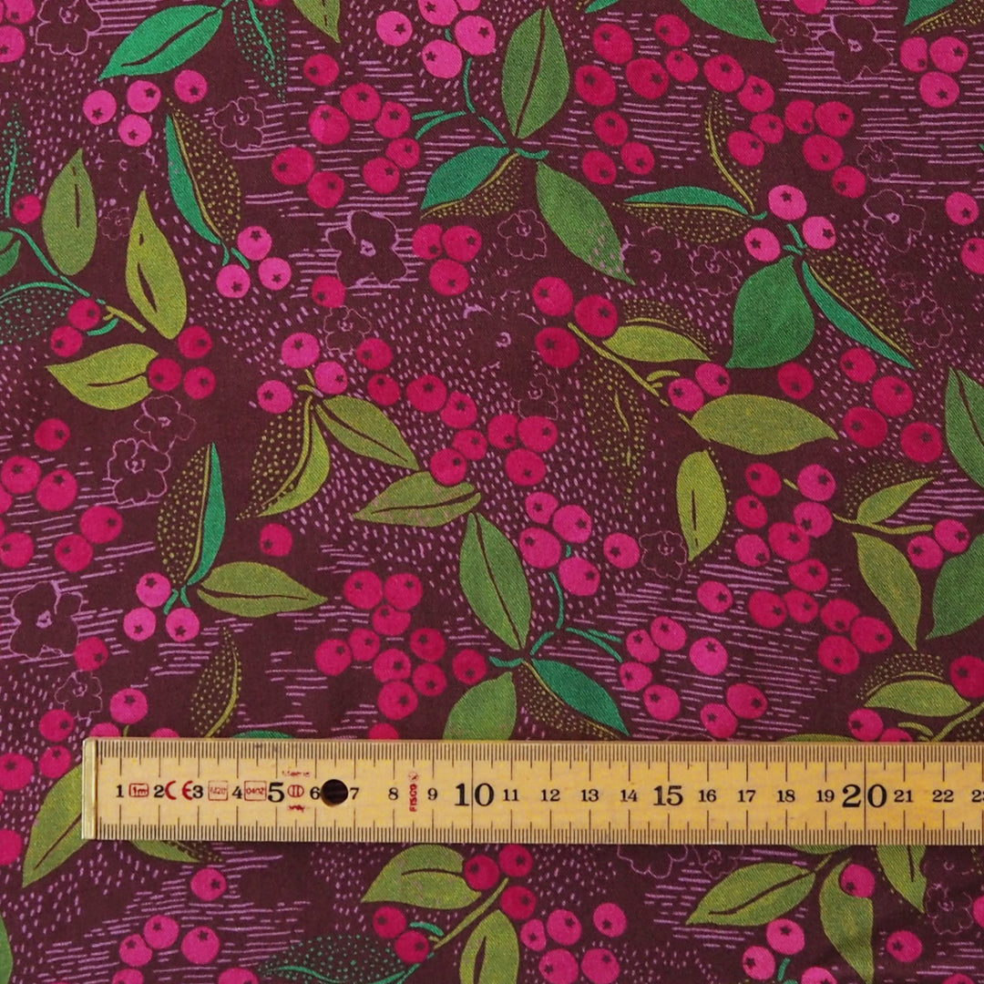 Burgundy Wild Rowan Viscose Twill Sateen Fabric - Guthrie & Ghani Exclusive