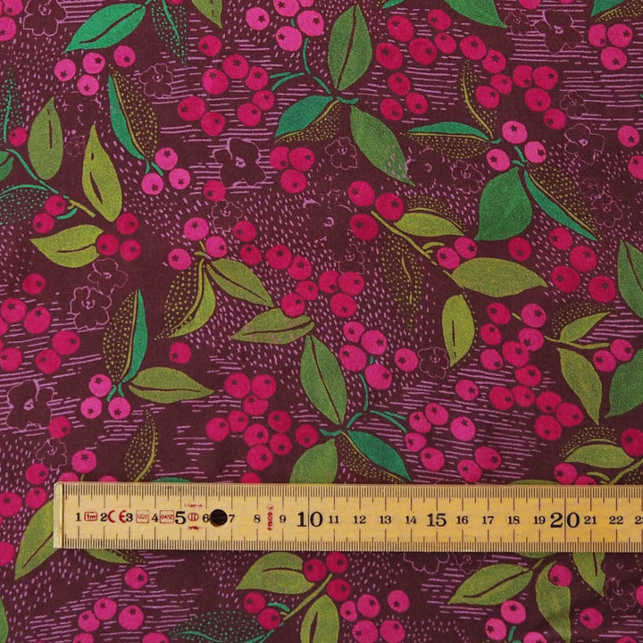 Burgundy Wild Rowan Viscose Twill Sateen Fabric - Guthrie & Ghani Exclusive